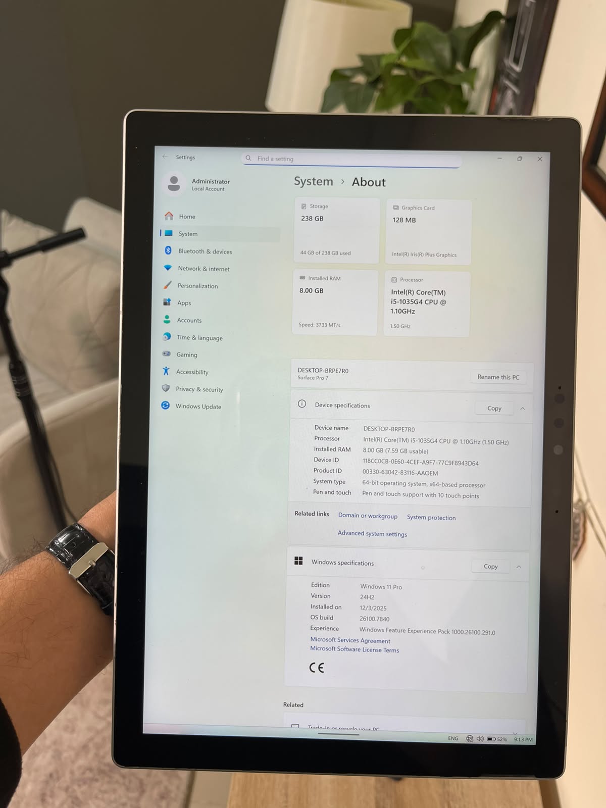 Microsoft Surface Pro 7 | Core i7 10th Gen | 8GB RAM | 256GB SSD | PixelSense Touch | Original Charger